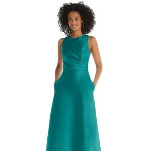 Alfred Sung Bridesmaids - Asymmetrical Bodice V Back - D819 - Jade - Size 10